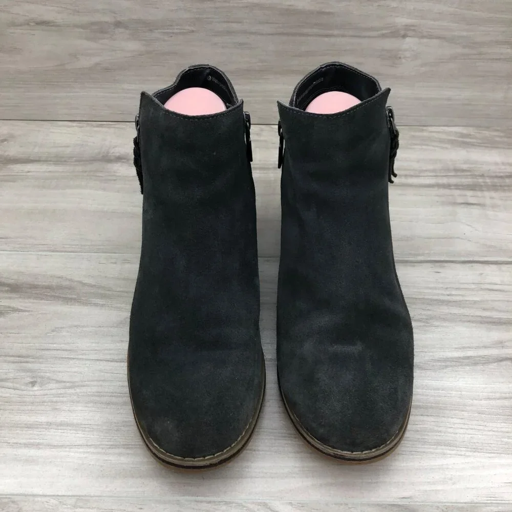 Blondo Ankle Boots Womens 9M Dark Gray Suede Waterproof Double Zip Booties
